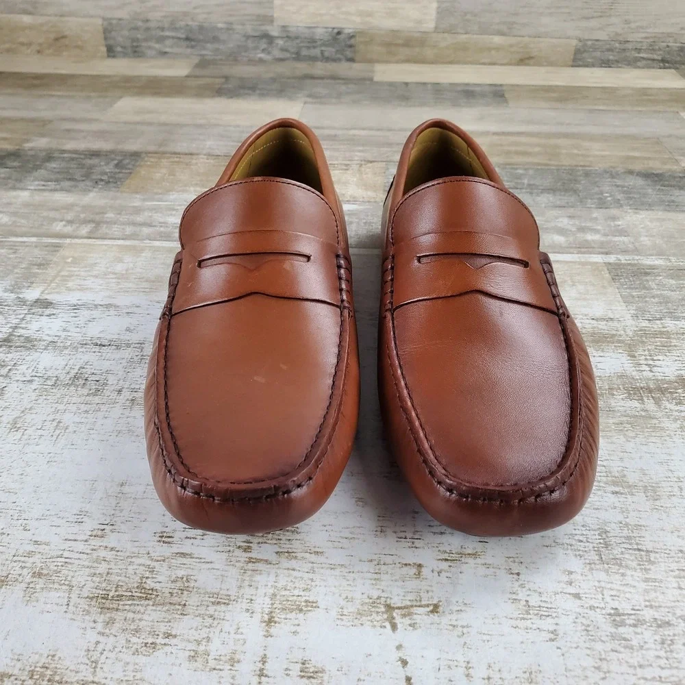 Vince Camuto Esmail Mens Driving Loafer Shoes Sz 11.5 M Dark Tan Slip On Comfort
